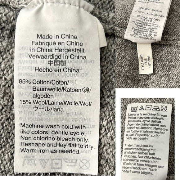 J.Crew Men’s Cotton-Wool Sweater Hoodie in Med Heather Gray Size Med - Picture 7 of 12